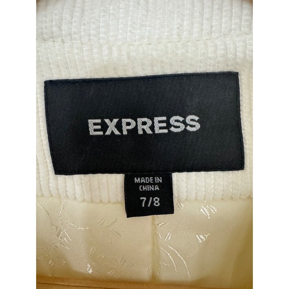 Express Creme‎ Ivory Corduroy Jacket Coat Lined Size 7/8 Cotton New Fall Winter - Picture 6 of 8